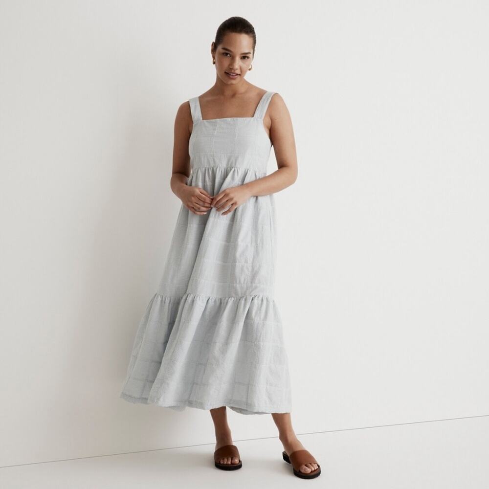 Cicely Tiered Midi Dress in Patchwork